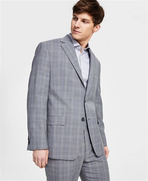 michael kors charcoal plaid modern fit suit|Michael Kors blend trousers.